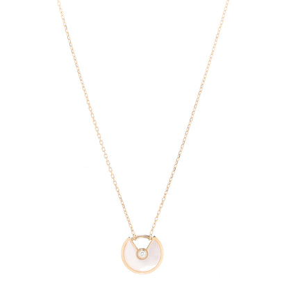 Cartier 18K Yellow Gold Diamond Mother of Pearl XS Amulette de Cartier Pendant Necklace 1 of 6