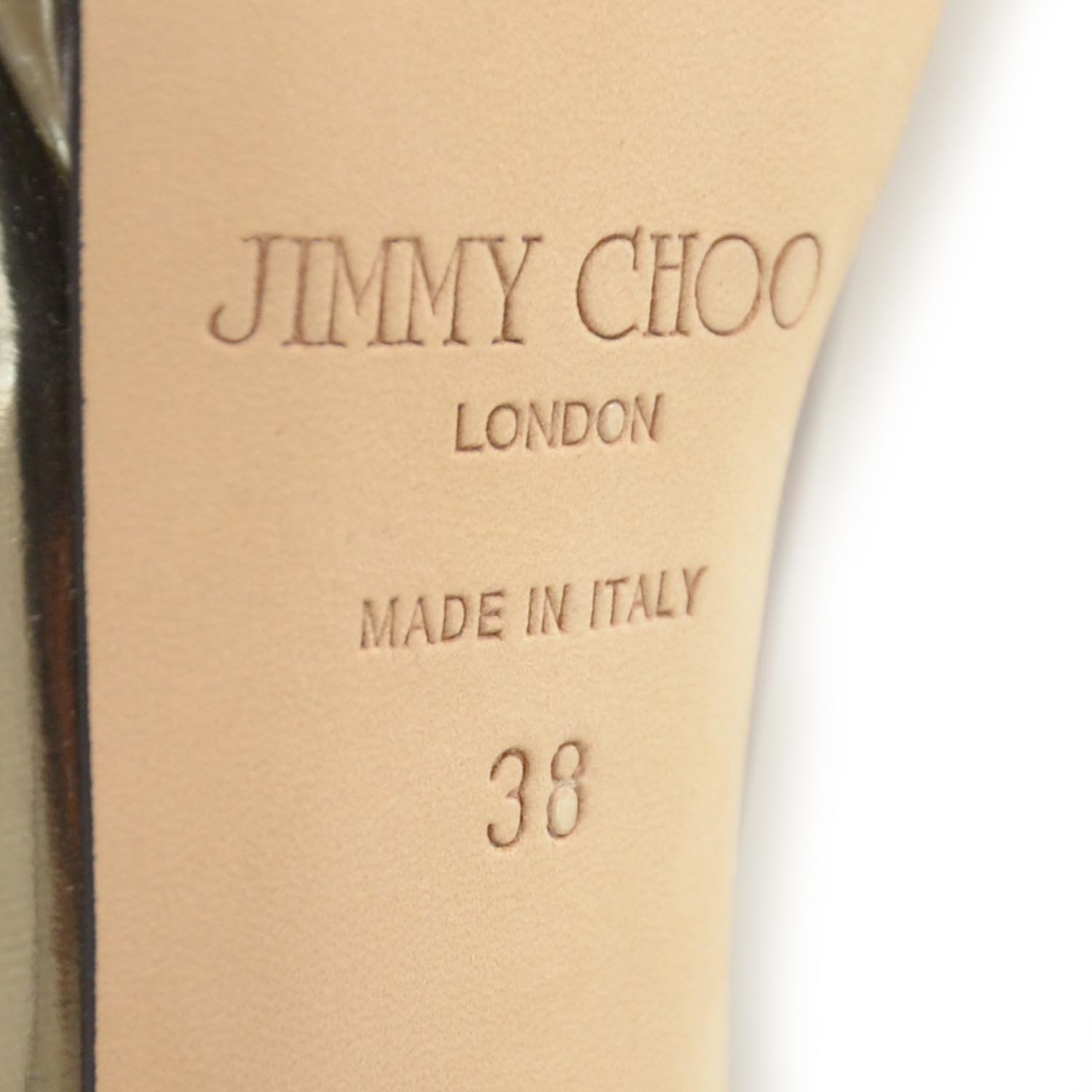 Jimmy Choo Patent Leather Slingback Mirror Piri Palladium Heels 38 6 of 6