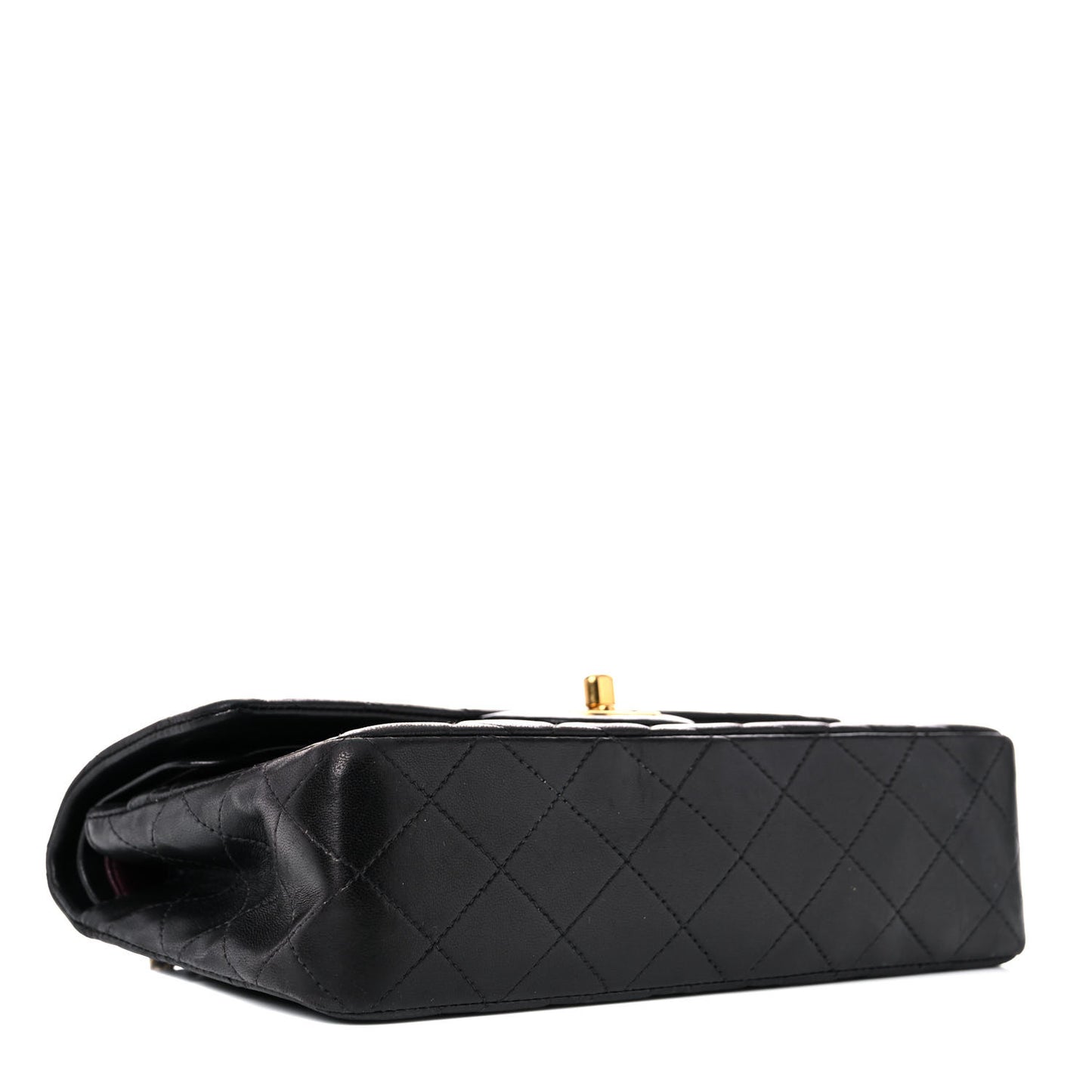 Lambskin Quilted Medium Double Flap Black