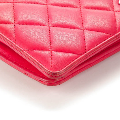 Chanel Lambskin Quilted Yen Wallet Red 10 of 13