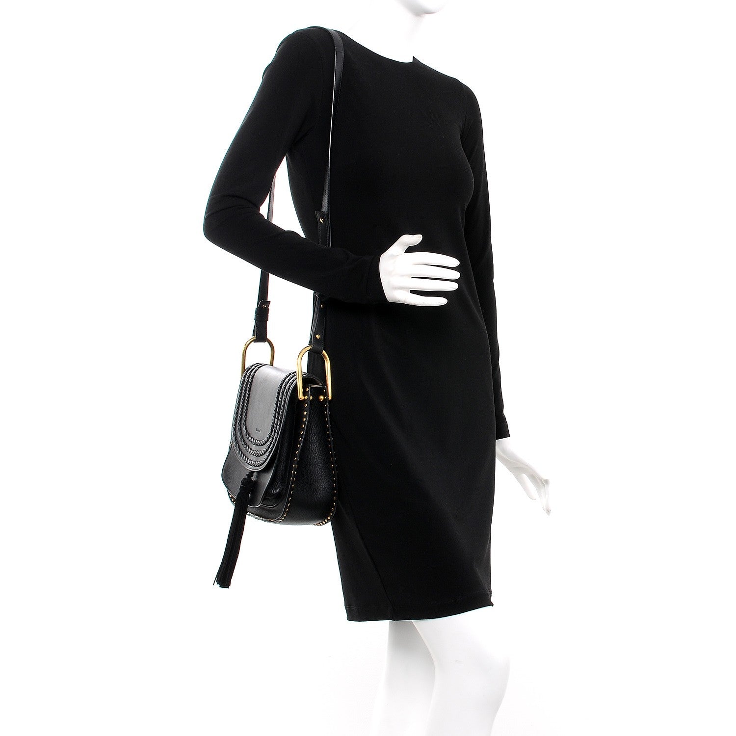 Chloe Calfskin Braided Medium Hudson Shoulder Bag Black 2 of 8