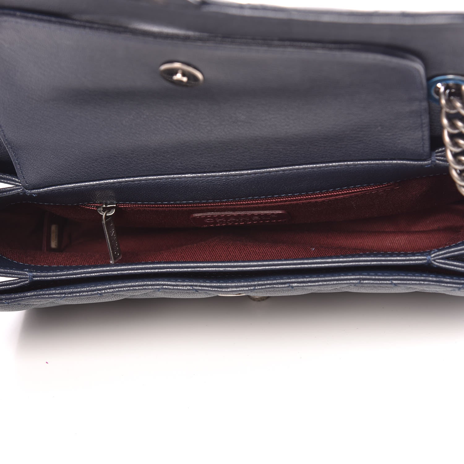 Chanel Goatskin Quilted Medium Perfect Edge Flap Navy Blue 6 of 10
