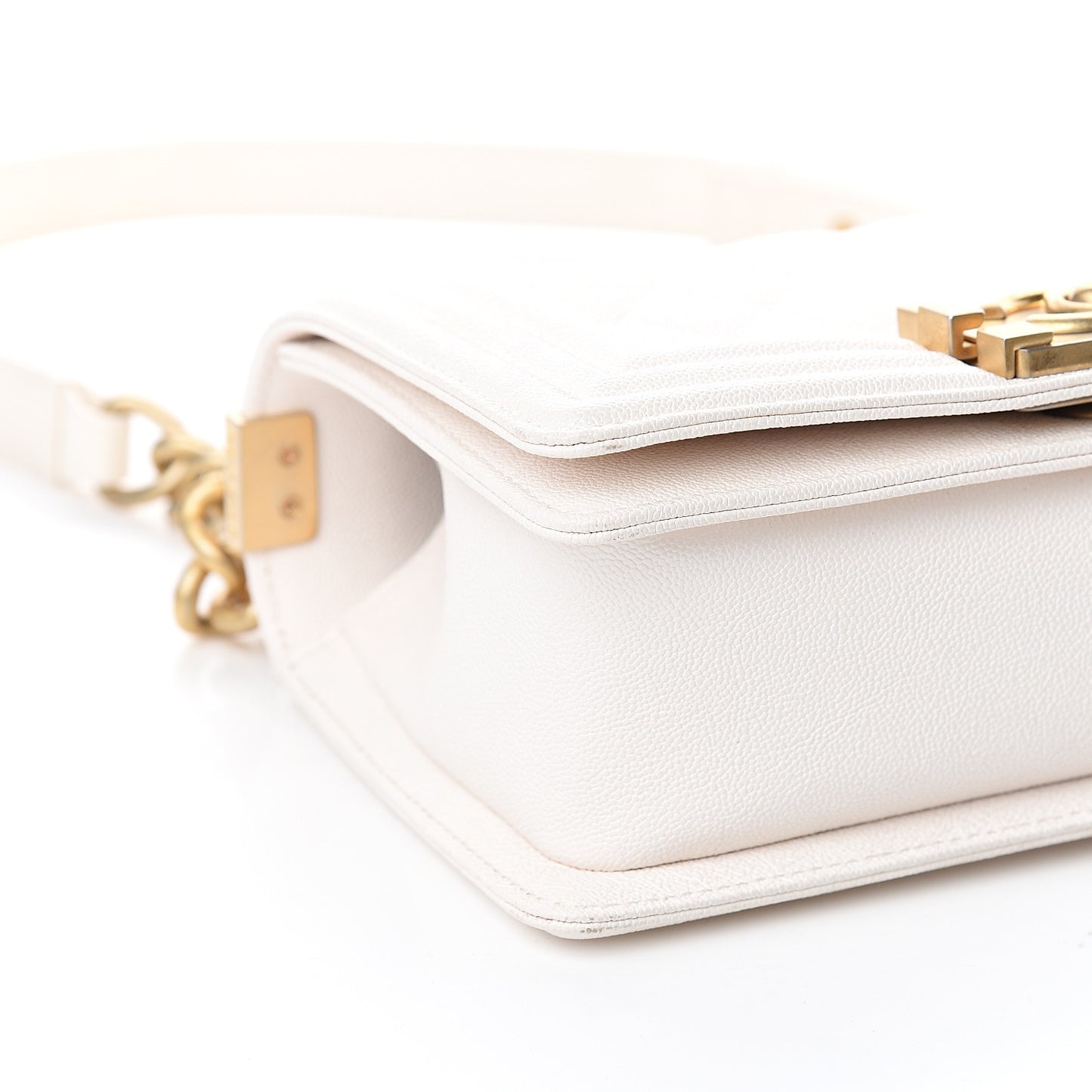 Caviar Quilted Small Boy Flap Ivory