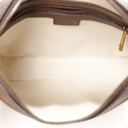 Gucci GG Supreme Monogram Textured Dollar Calfskin Web Ophidia Wristlet Shoulder Bag Beige Ebony New Acero 5 of 11