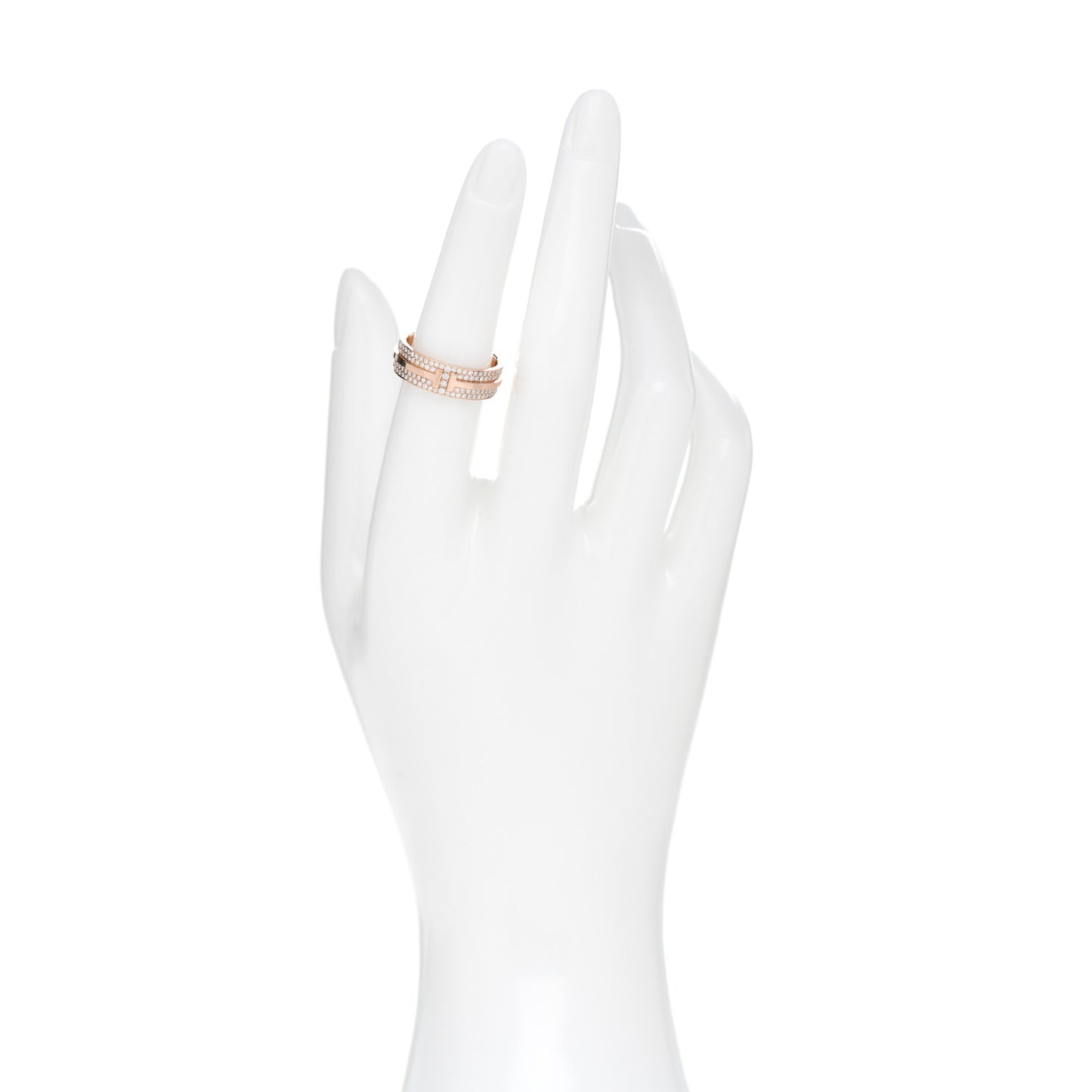 18K Rose Gold Diamond Wide T Two Pave Ring 52 6
