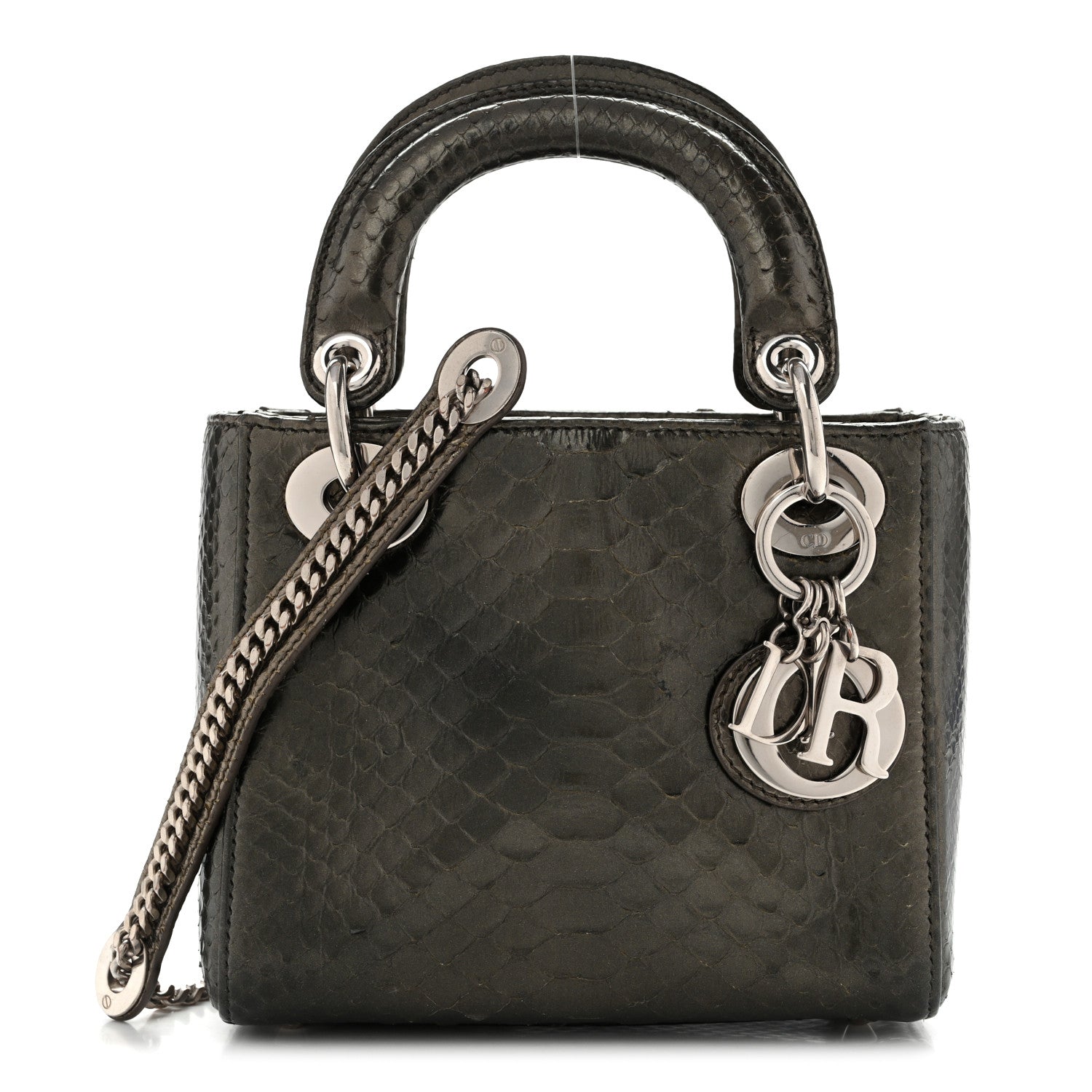 Christian Dior Metallic Snakeskin Medium Lady Dior Silver 1 of 13