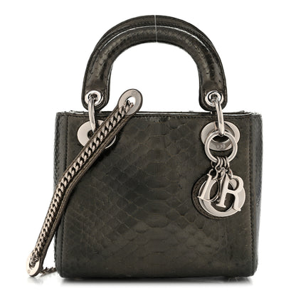 Christian Dior Metallic Snakeskin Medium Lady Dior Silver 1 of 13