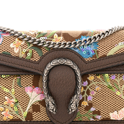 Gucci Monogram Jumbo GG Textured Dollar Calfskin Embroidered Super Mini Dionysus Shoulder Bag Camel Ebony New Acero Multicolor 7 of 9