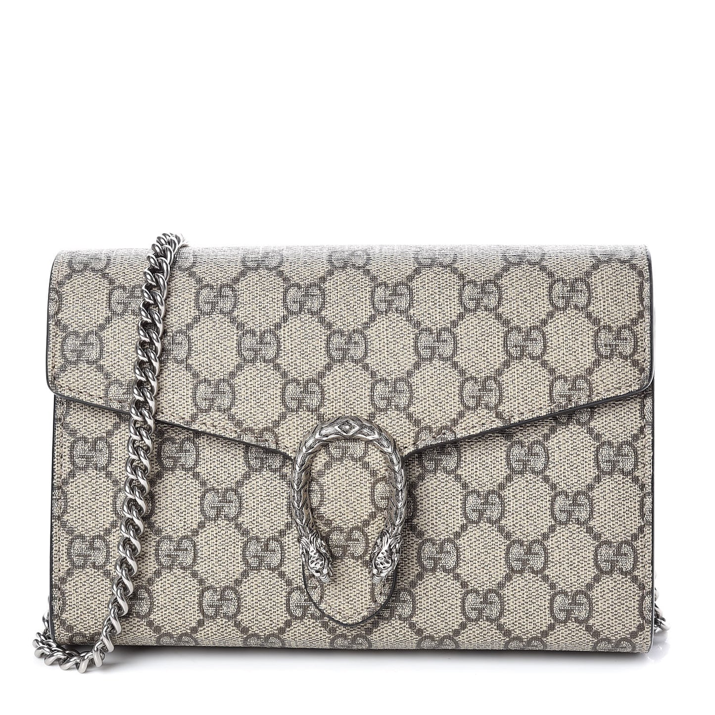 GG Supreme Monogram Mini Dionysus Chain Wallet Beige Black