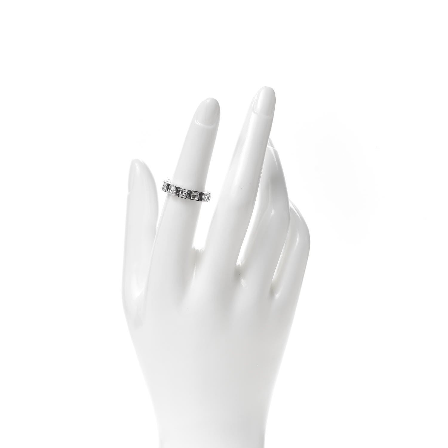Tiffany 18K White Gold Diamond T Line Band Ring 49 5 2 of 6