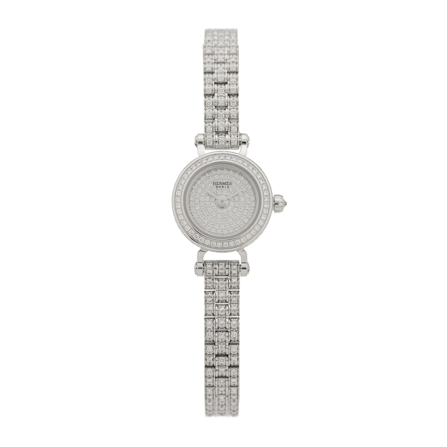 18K White Gold Diamond Pave 16mm Faubourg Quartz Watch