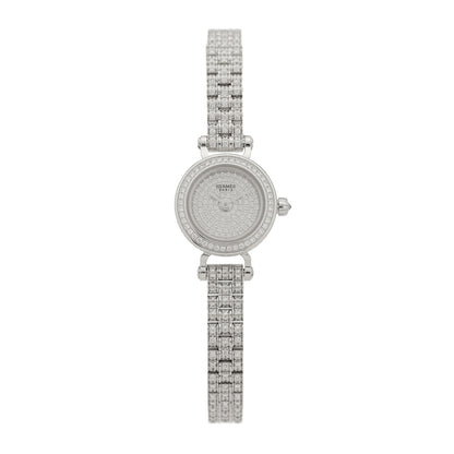 Hermes 18K White Gold Diamond Pave 16mm Faubourg Quartz Watch 1 of 5