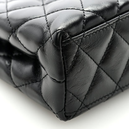 Chanel Shiny Aged Calfskin Quilted Nano Kelly Shopper Black 8 of 9