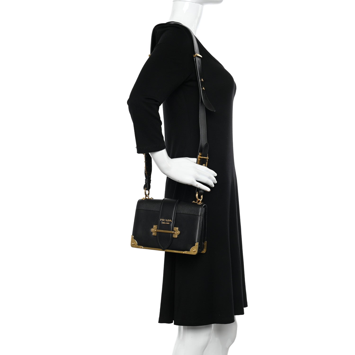 Prada City Calf Saffiano Cahier Bag Black 2 of 11