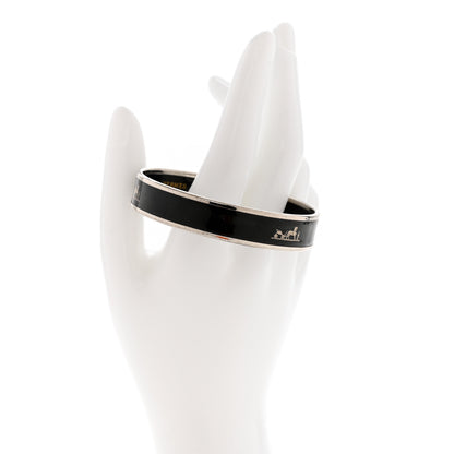 Hermes Enamel Printed Medium Caleche Bracelet 62 Black 2 of 7