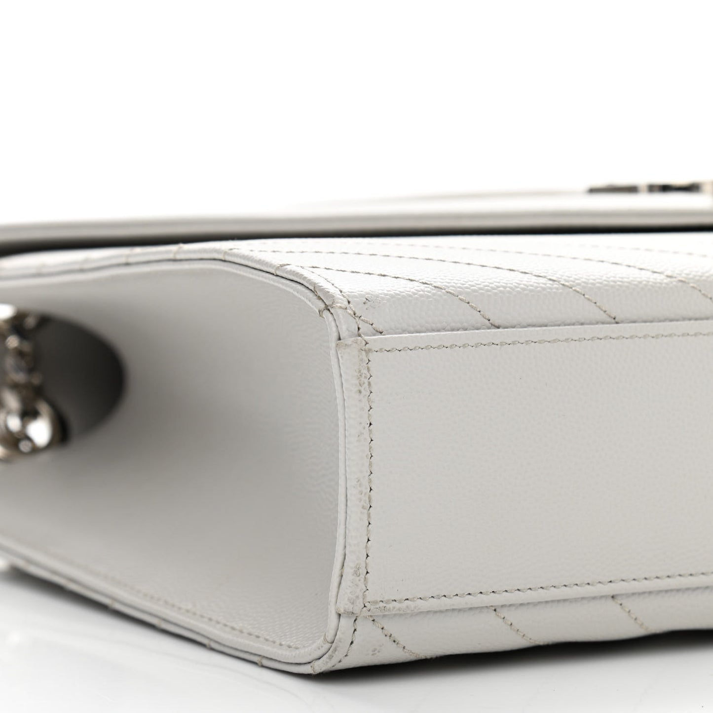 Grain De Poudre Matelasse Chevron Large Monogram Satchel Light Grey