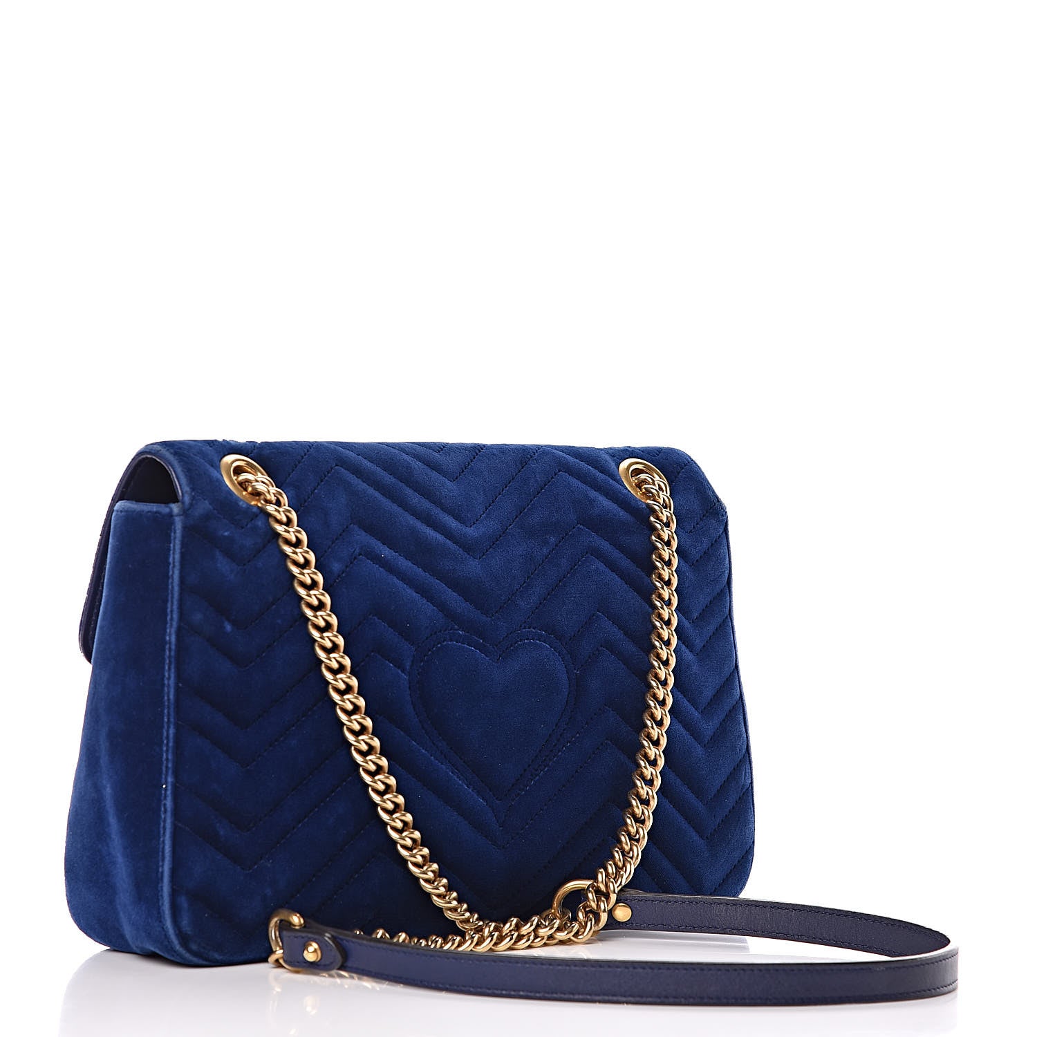 Gucci Velvet Matelasse Medium GG Marmont Shoulder Bag Cobalt Blue 3 of 12