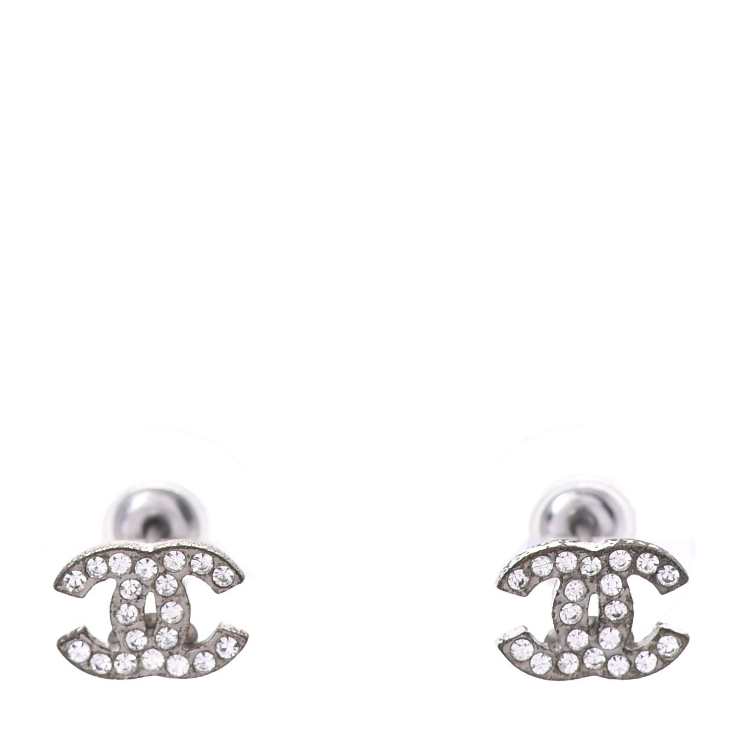 Chanel Crystal Mini Timeless CC Earrings Silver 1 of 5