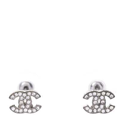 Chanel Crystal Mini Timeless CC Earrings Silver 1 of 5