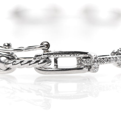 David Yurman 18K White Gold Diamond 4mm Stax Chain Link Bracelet 5 of 5