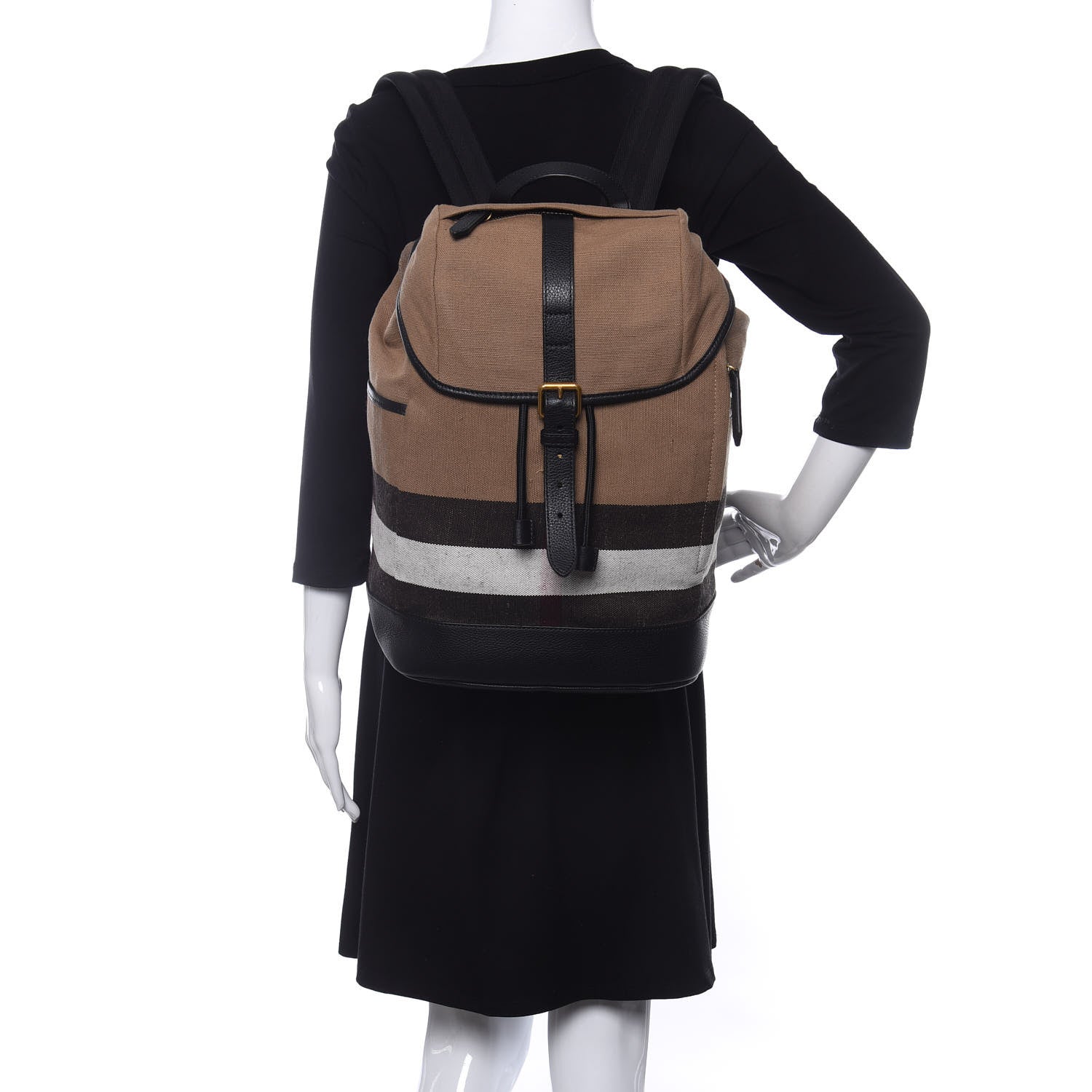 Burberry Canvas Mega Check Drifton Backpack Black 2 of 9