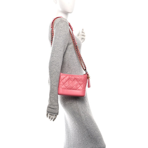 Aged Calfskin Quilted Small Gabrielle Hobo Pink