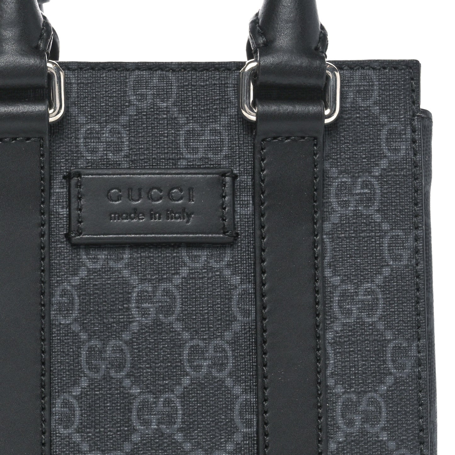 GG Supreme Monogram Appia Calfskin Web Mini Tote Bag Black