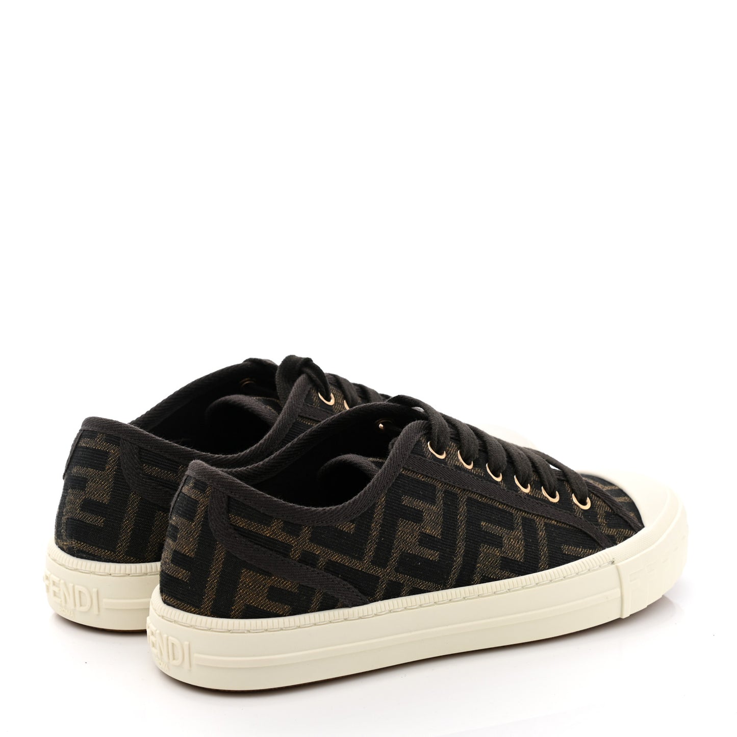 Fabric Jacquard FF Womens Domino Low Top Sneakers 36 Tobacco