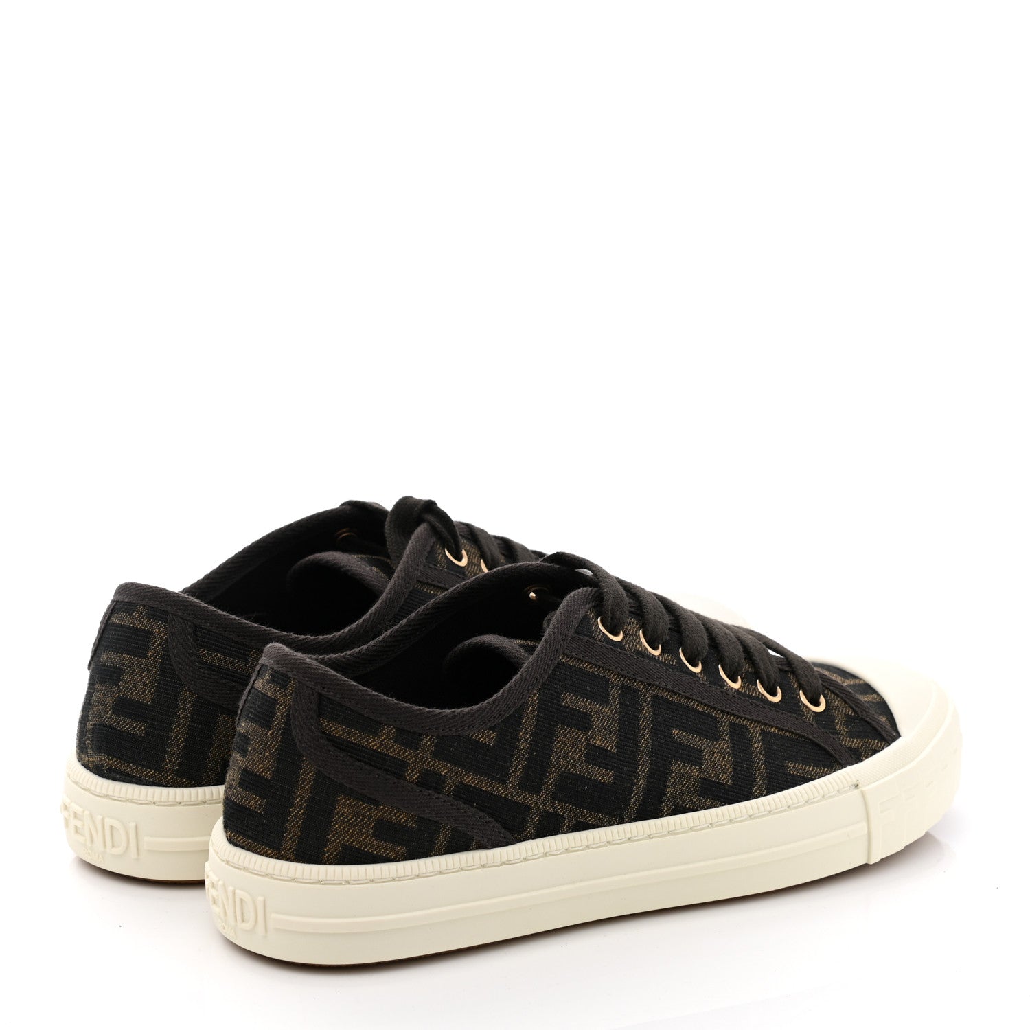 Fendi Fabric Jacquard FF Womens Domino Low Top Sneakers 36 Tobacco 5 of 10