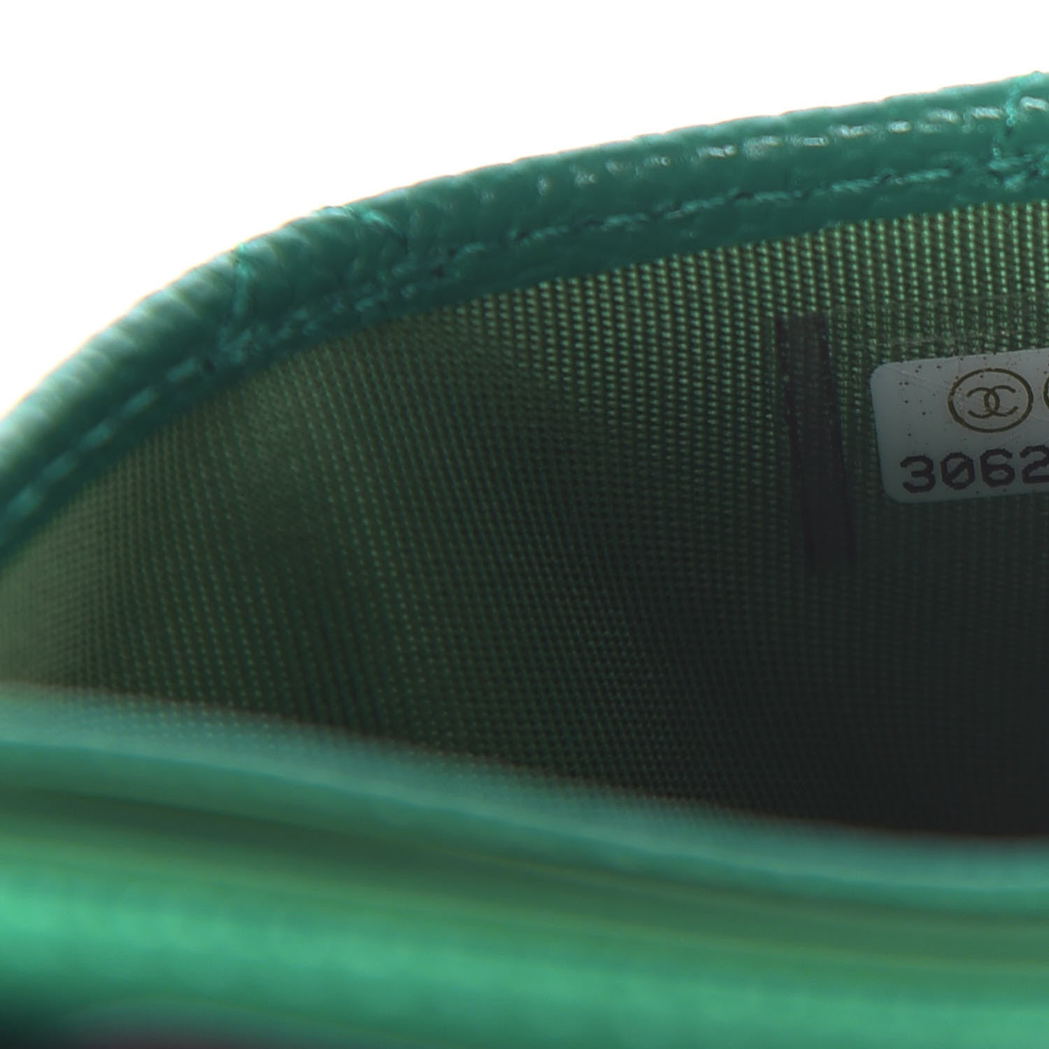 Chanel Metallic Caviar Quilted Card Holder Green 8 of 9