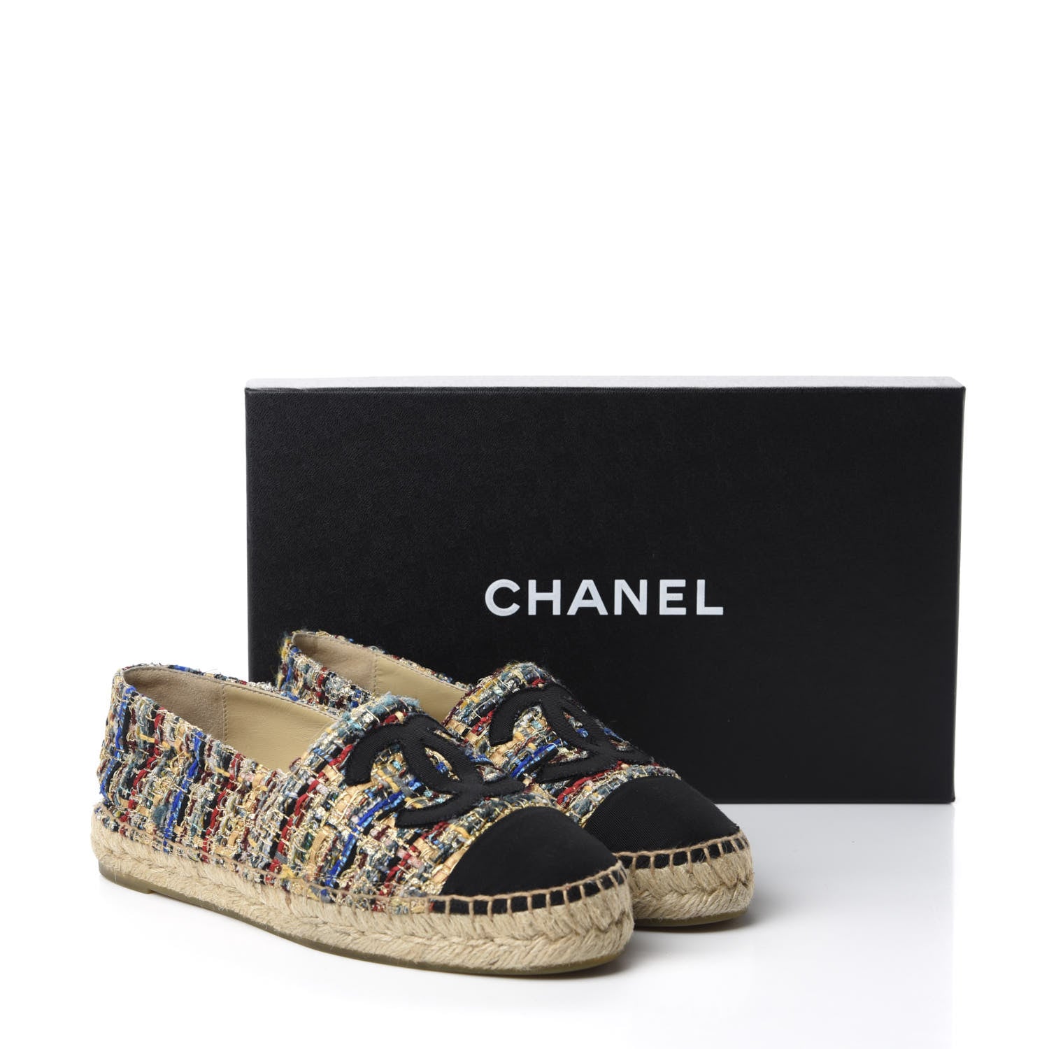 Chanel Tweed Grosgrain CC Espadrilles 36 Multicolor 11 of 11