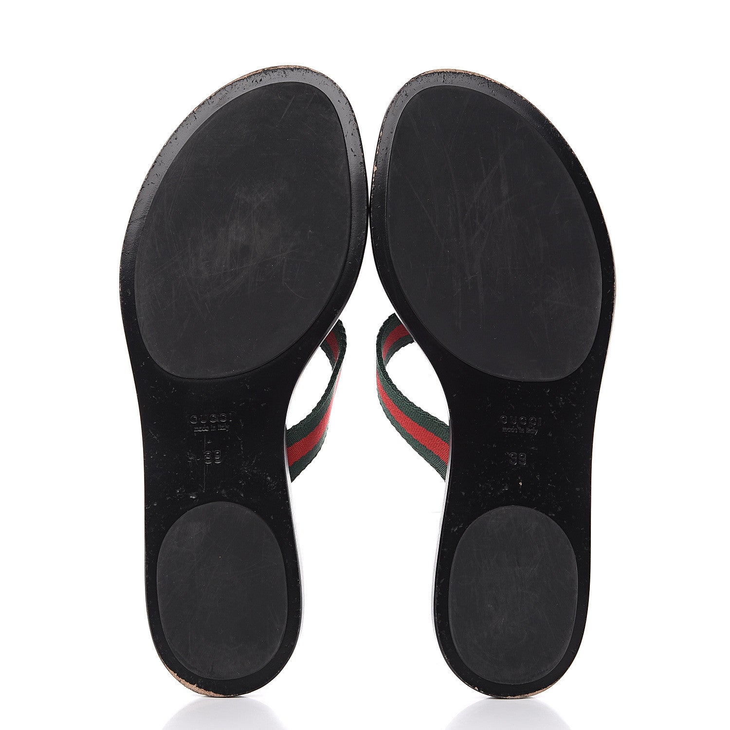 Gucci Nylon Guccissima Web Womens Thong Sandals 39 Green Red Black 5 of 10