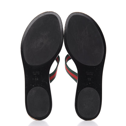 Gucci Nylon Guccissima Web Womens Thong Sandals 39 Green Red Black 5 of 10