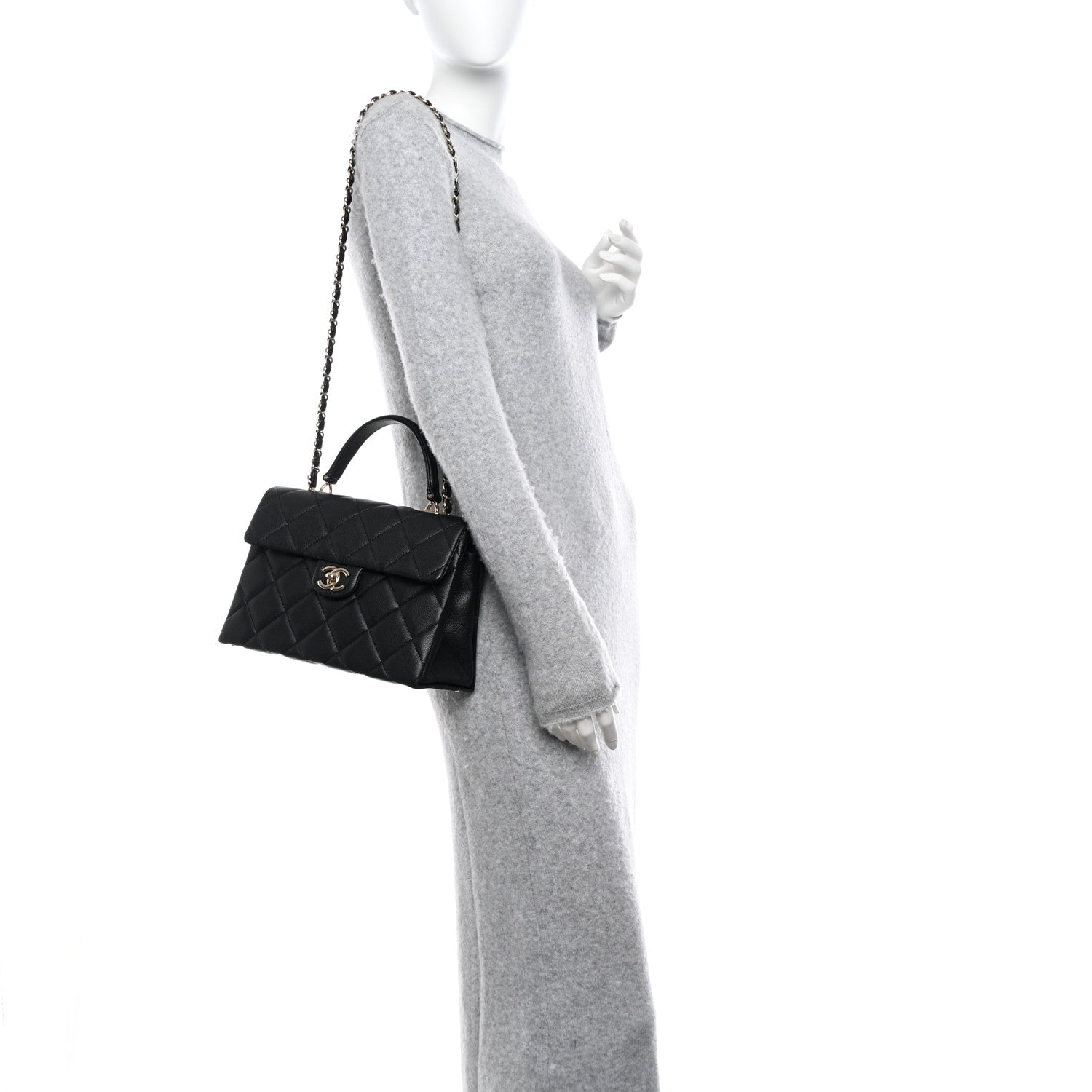 Chanel Caviar Quilted Medium Retro Twist Top Handle Flap Black 2 of 10