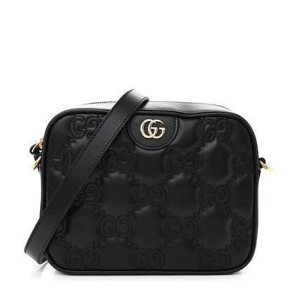 Gucci Calfskin GG Matelasse Shoulder Bag Black Natural 1 of 12