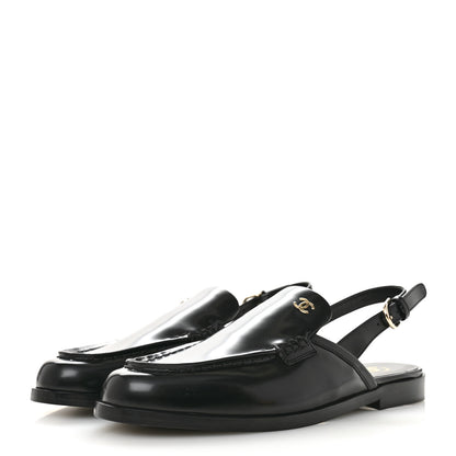 Chanel Shiny Calfskin Slingback Loafers 39.5  Black 4 of 10
