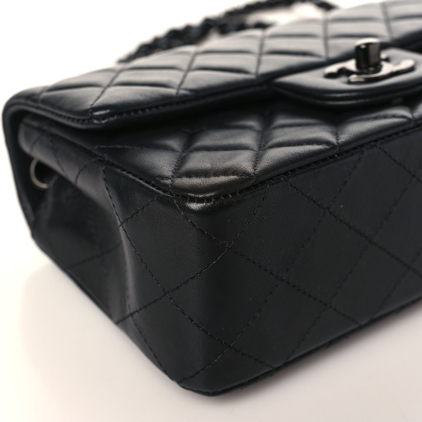 Lambskin Quilted Mini Rectangular Flap So Black