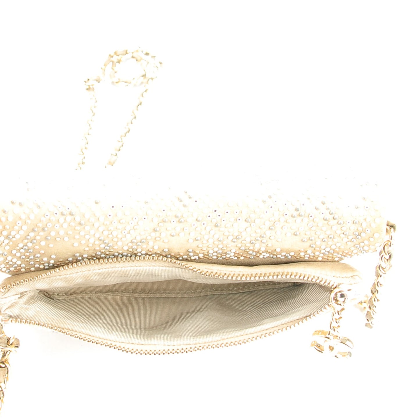 Metallic Calfskin Studded Mini Flap Gold