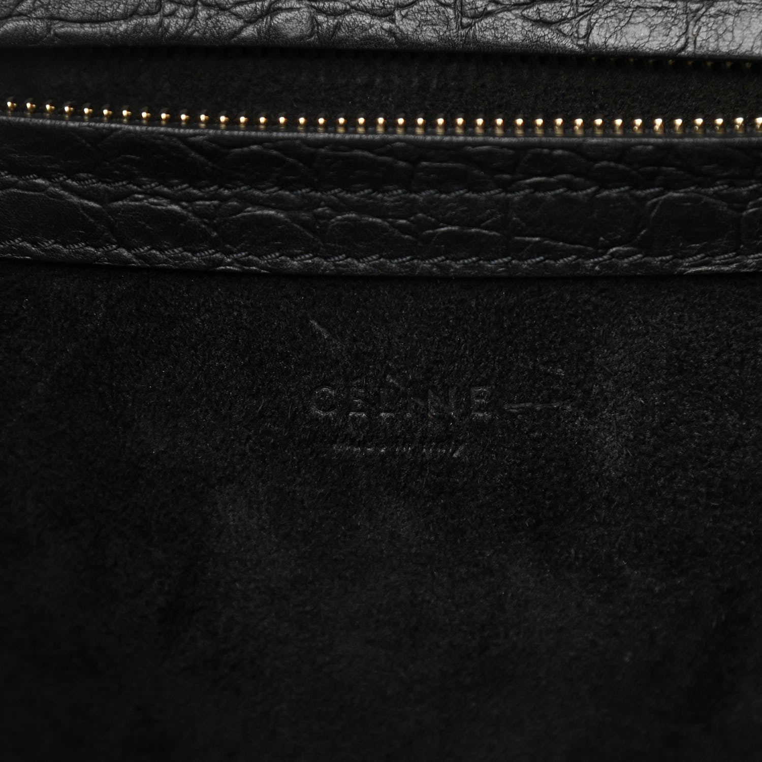 Celine Calfskin Crocodile Embossed Medium Phantom Luggage Black 6 of 10