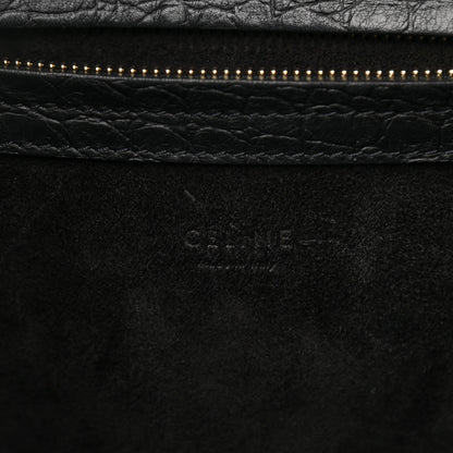 Celine Calfskin Crocodile Embossed Medium Phantom Luggage Black 6 of 10