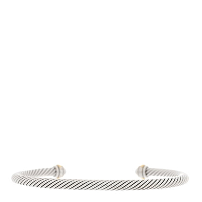 David Yurman Sterling Silver 18K Yellow Gold 4mm Cable Classics Bracelet 2 of 4