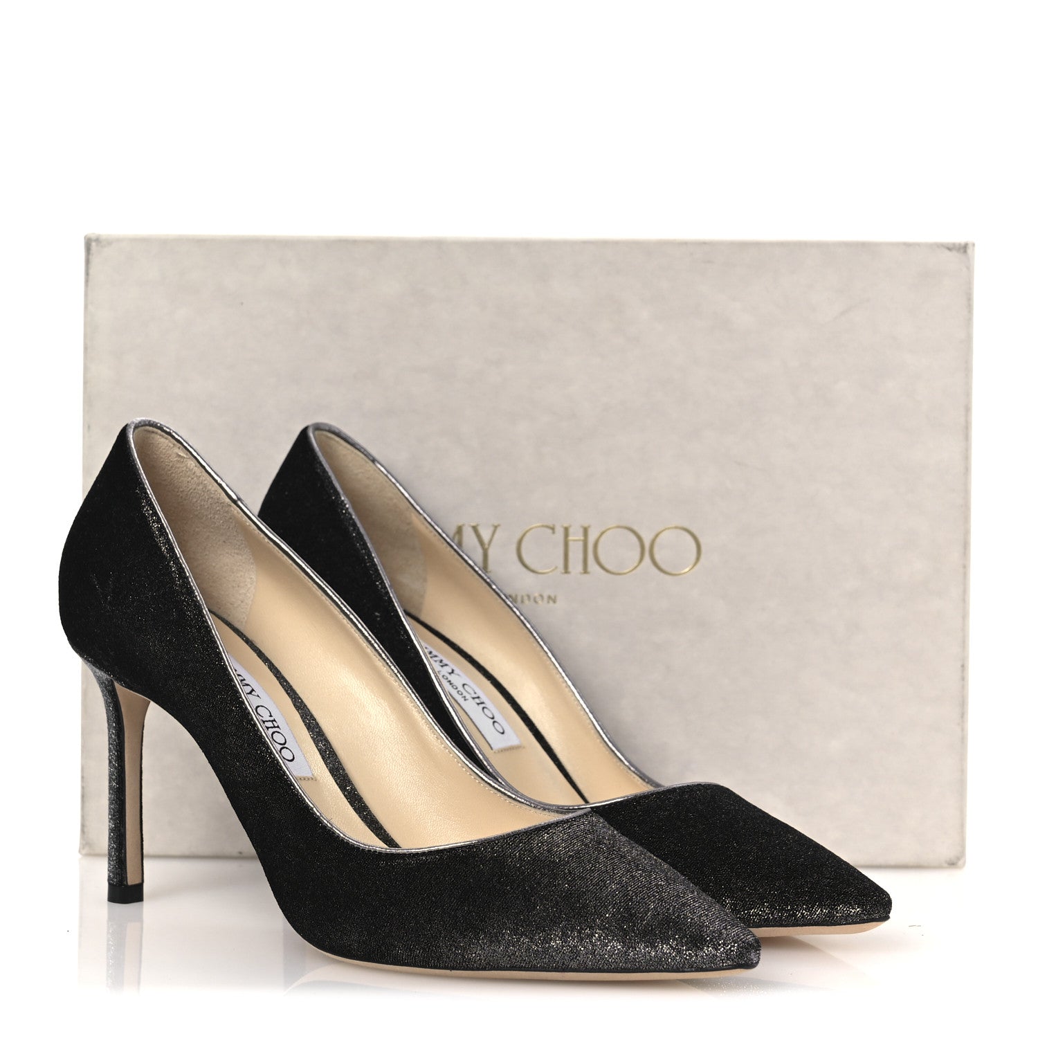 Jimmy Choo Metallic Velvet Romy 85 Pumps 39.5 Anthracite 12 of 12