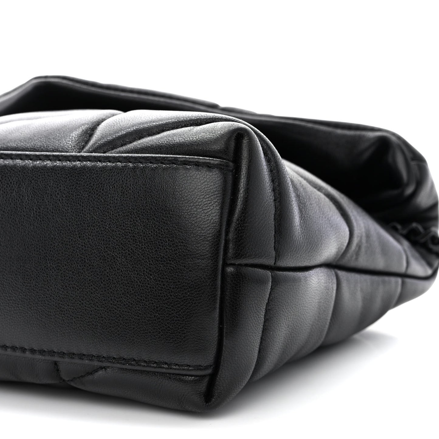 Calfskin Quilted Toy Loulou Puffer Monogram Monochrome Chain Satchel Black