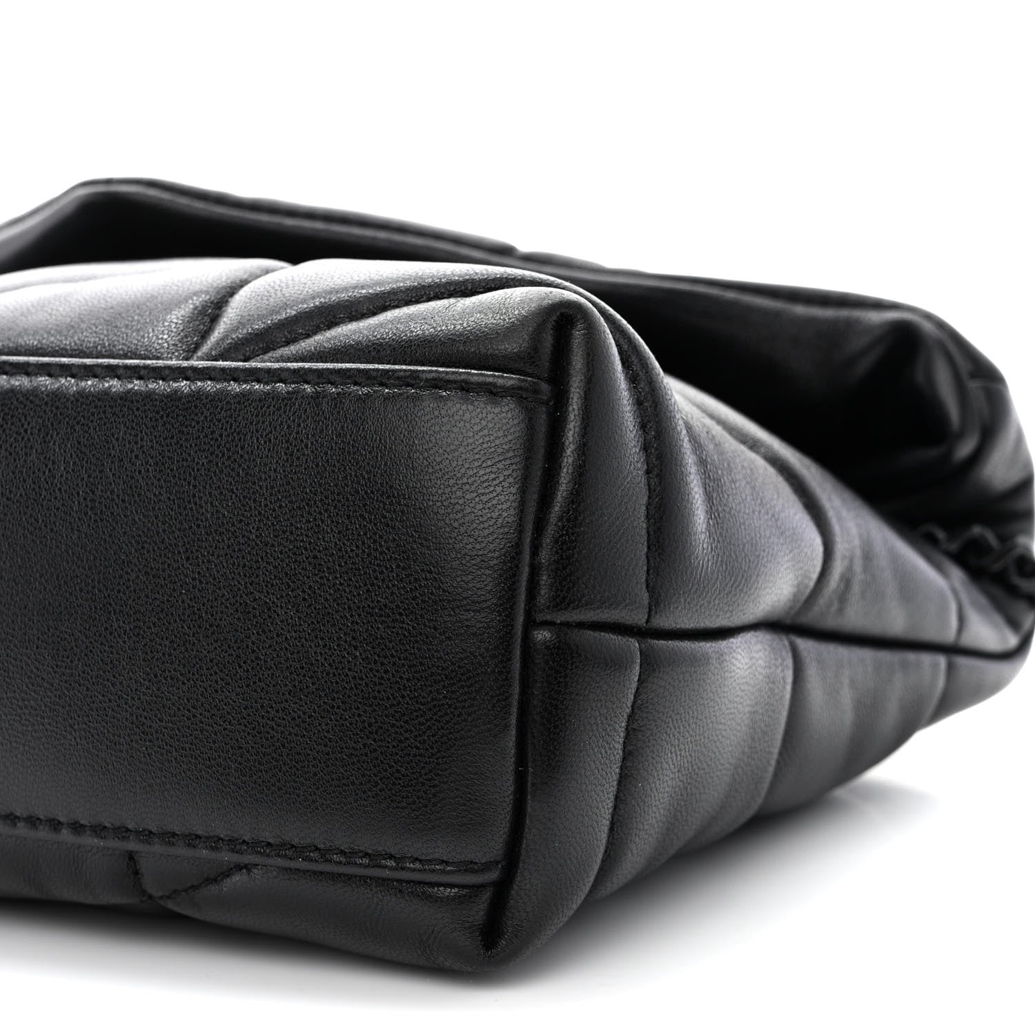 Saint Laurent Calfskin Quilted Toy Loulou Puffer Monogram Monochrome Chain Satchel Black 11 of 12