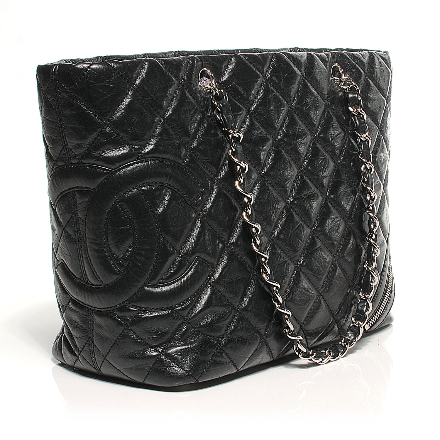 Chanel Leather Quilted Cotton Club Large Tote Black 9 of 10