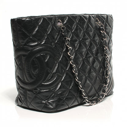 Chanel Leather Quilted Cotton Club Large Tote Black 9 of 10