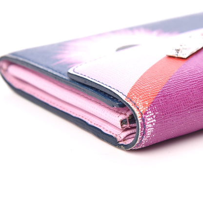 Fendi Vitello Elite Crystal Eye Monster Continental Wallet Cobalt Lavender Pink 9 of 10
