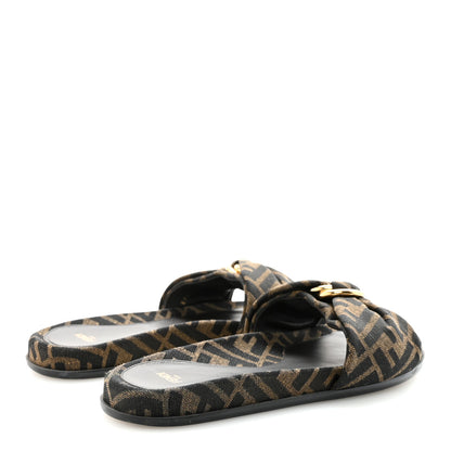 Fendi Fabric Jacquard FF 1974 Fendi Feel Slide Sandals 37.5 Tobacco Black 5 of 10