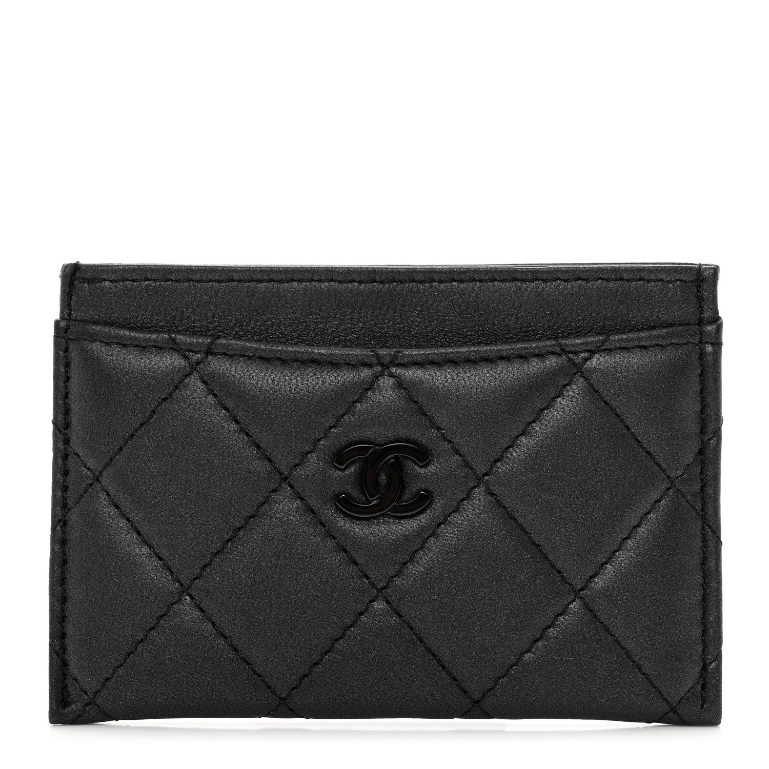 Chanel Pearly Lambskin Quilted Card Holder So Black 1 of 9
