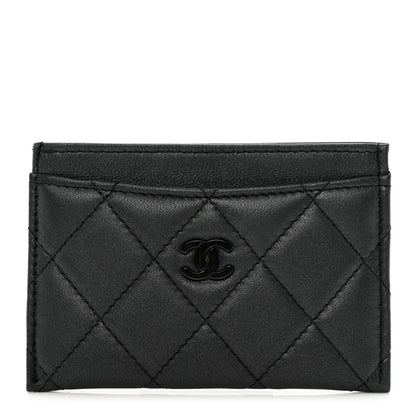 Chanel Pearly Lambskin Quilted Card Holder So Black 1 of 9